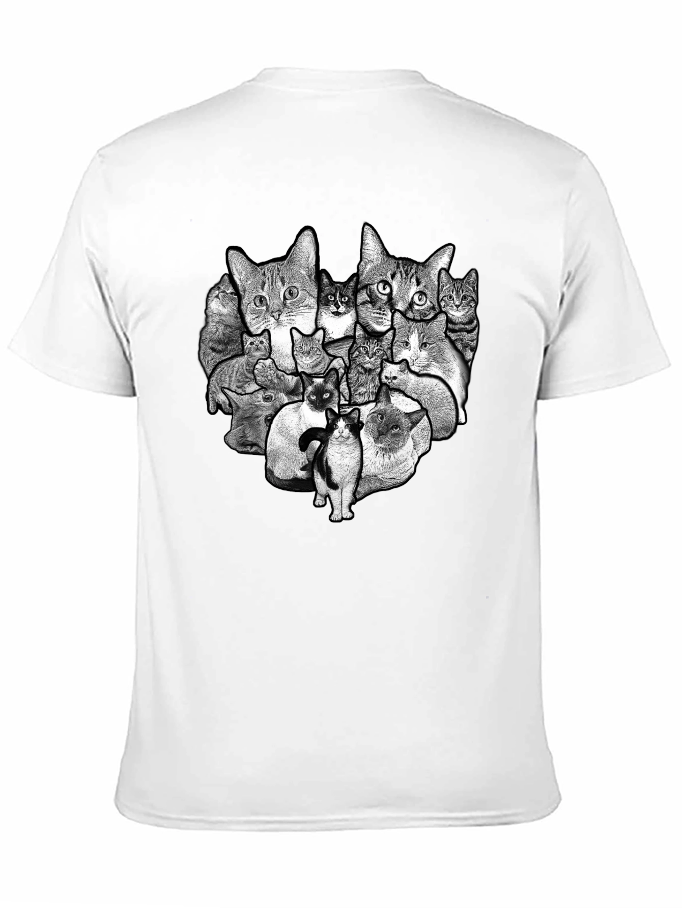 Cat Collage Graphic Black T-Shirt
