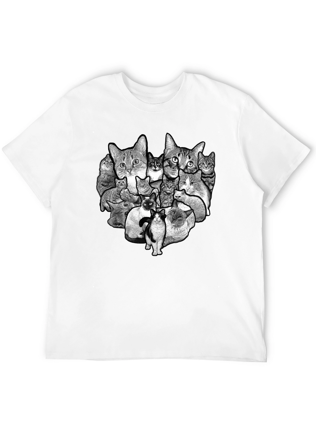 Cat Collage Graphic Black T-Shirt