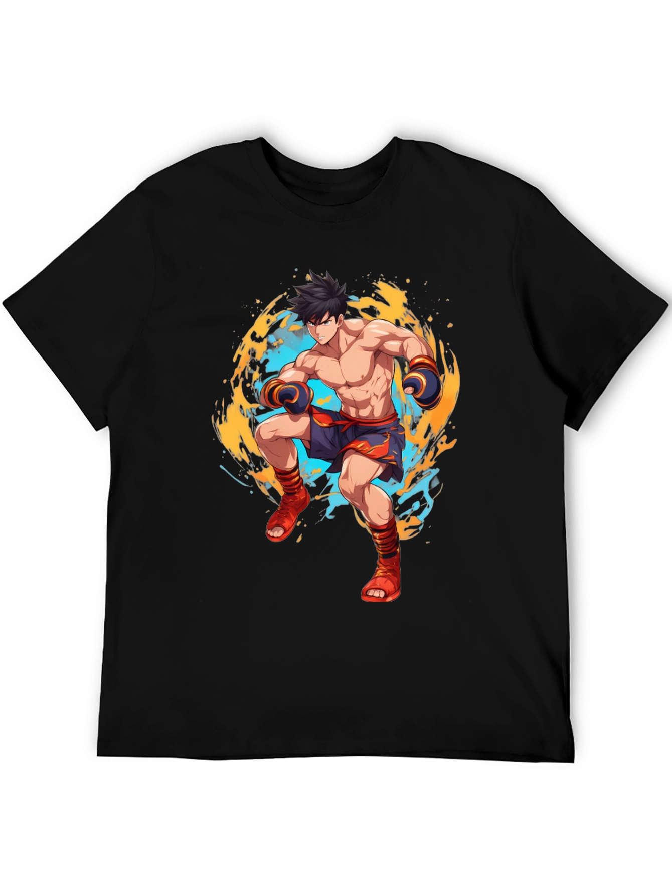 Martial Arts Anime Graphic Black T-Shirt