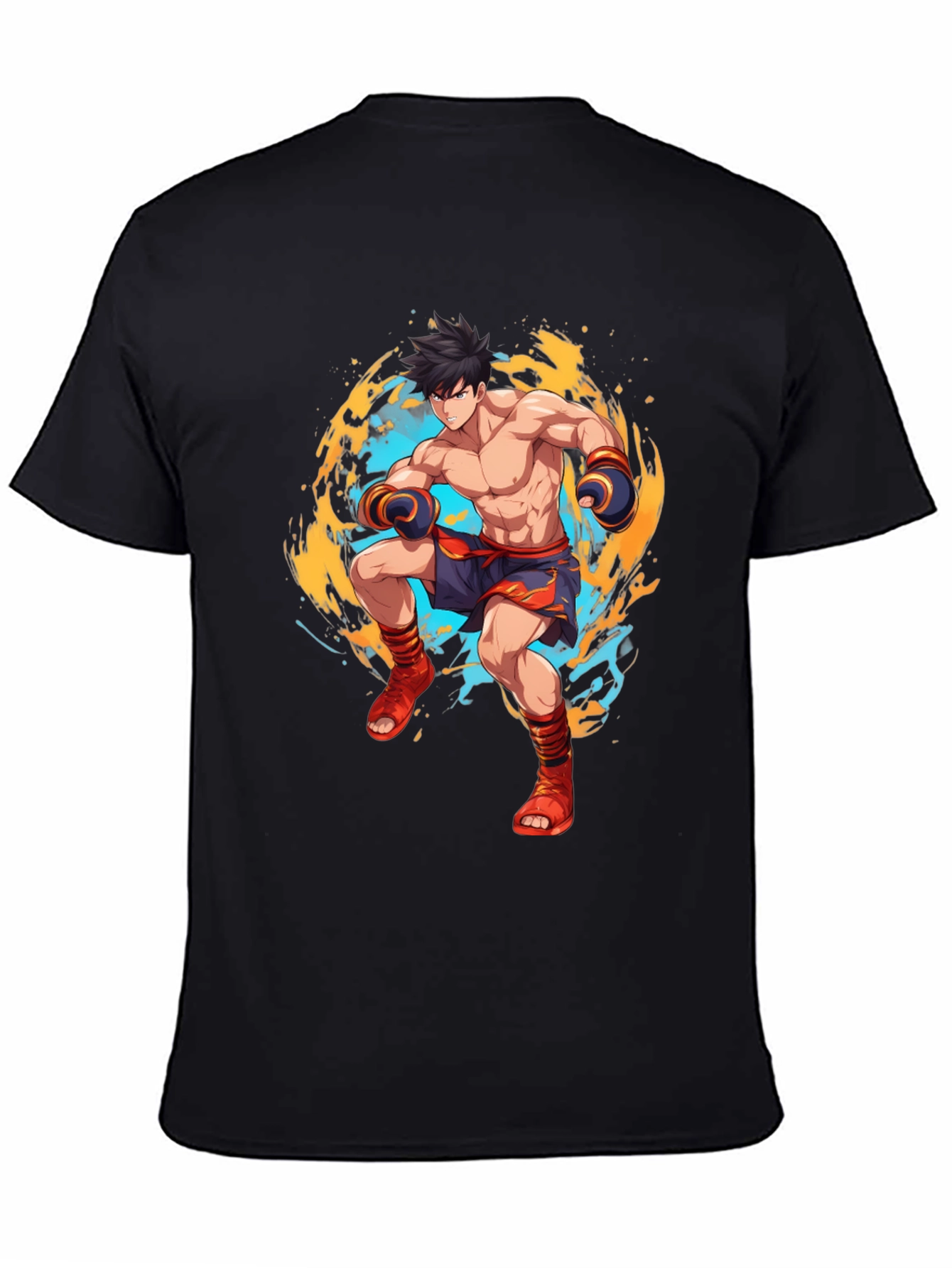 Martial Arts Anime Graphic Black T-Shirt