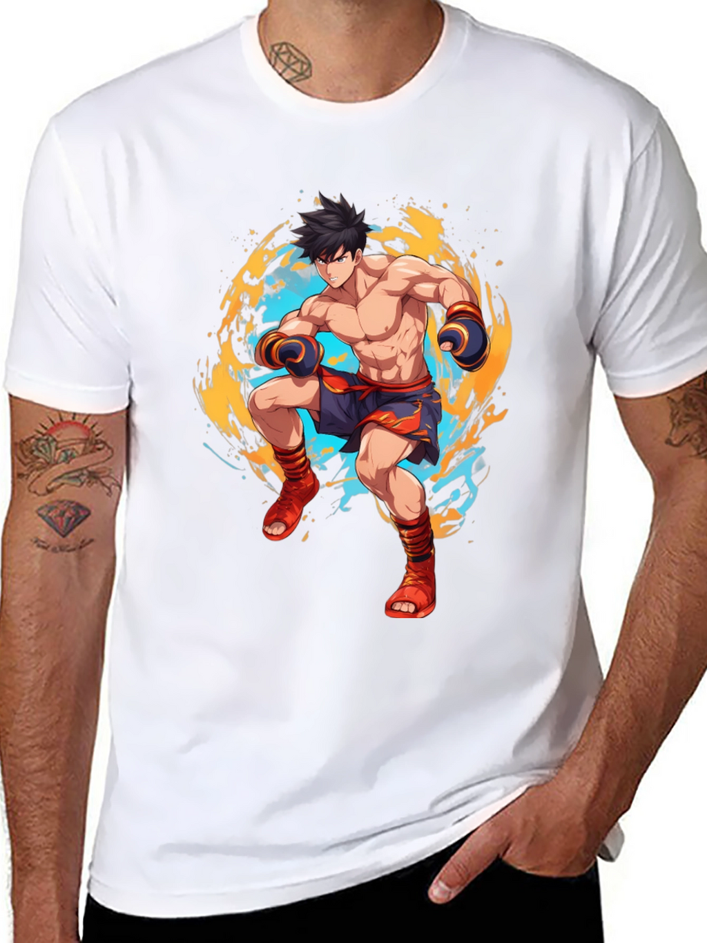 Martial Arts Anime Graphic Black T-Shirt