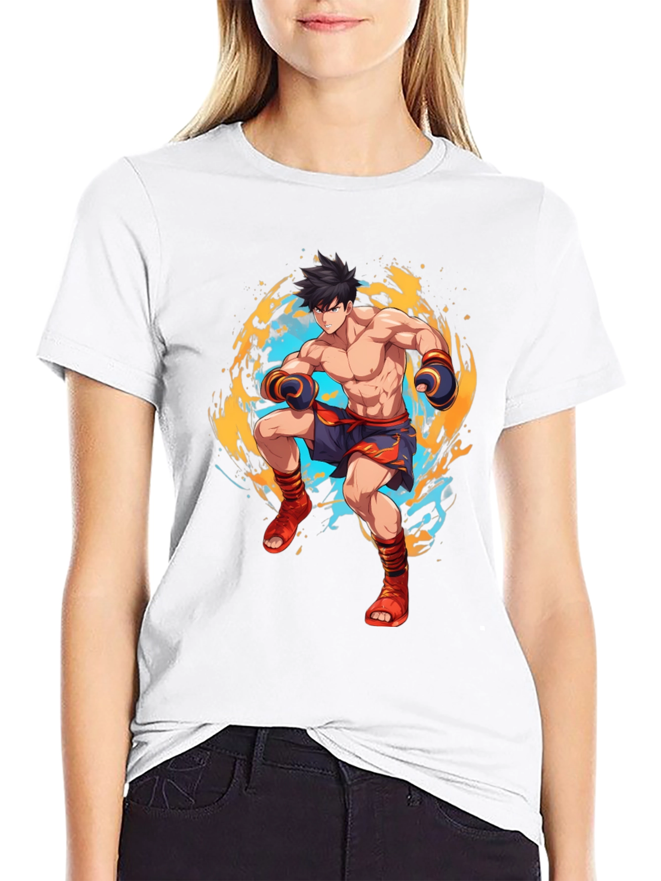 Martial Arts Anime Graphic Black T-Shirt