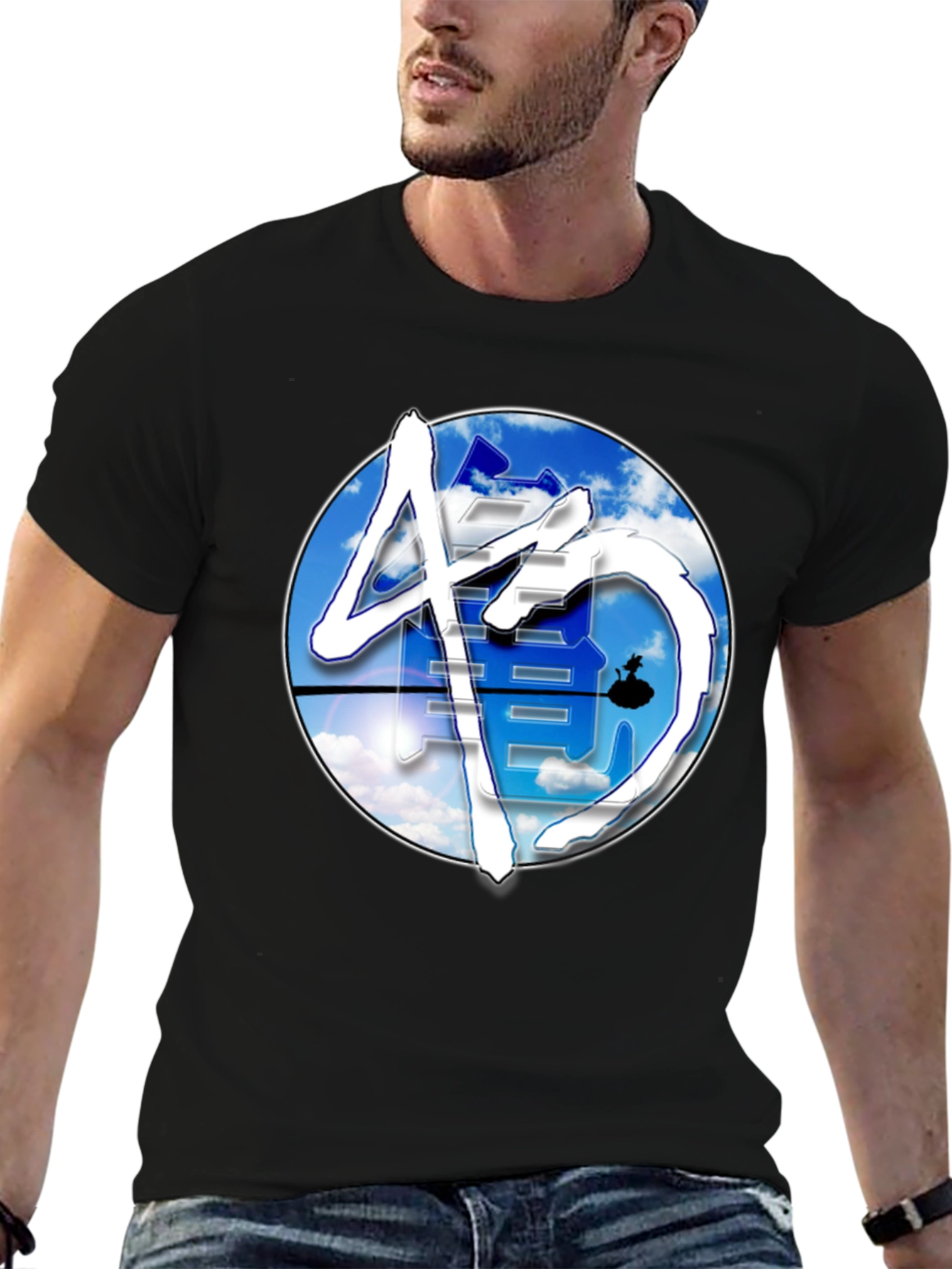Sky Dragon Kanji Black T-Shirt