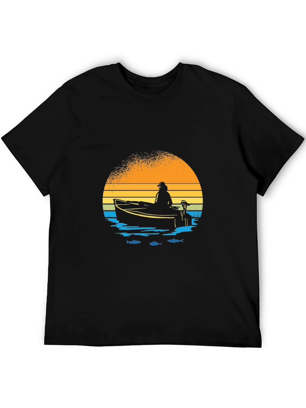 Fishing Boat Graphic T-Shirt - Retro Sunset Design
