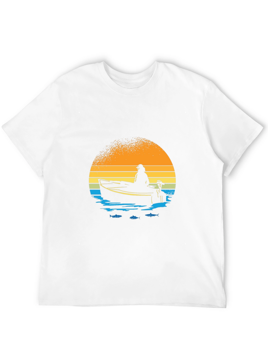 Fishing Boat Graphic T-Shirt - Retro Sunset Design