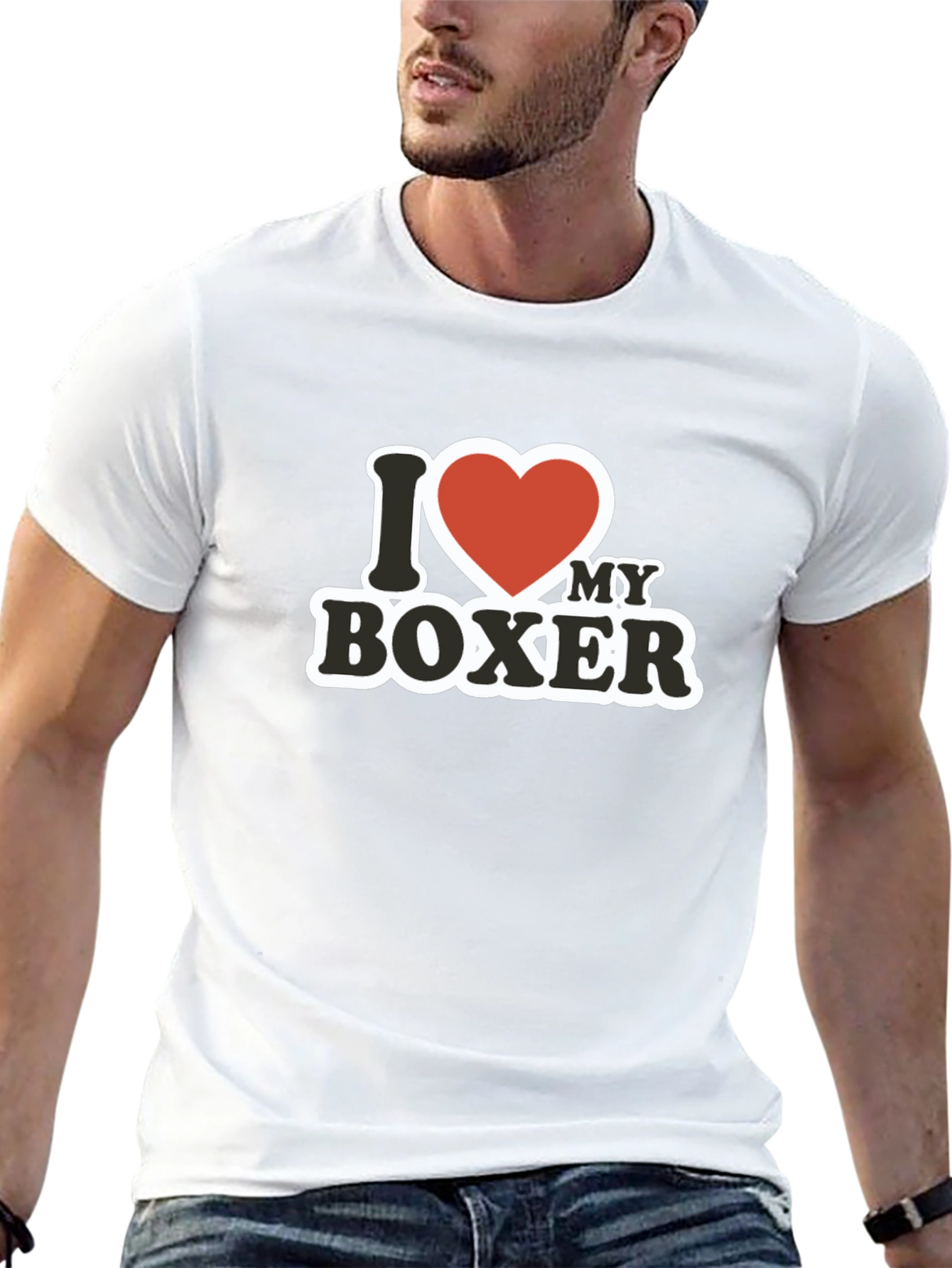 I Love My Boxer T-Shirt - Black Cotton Tee