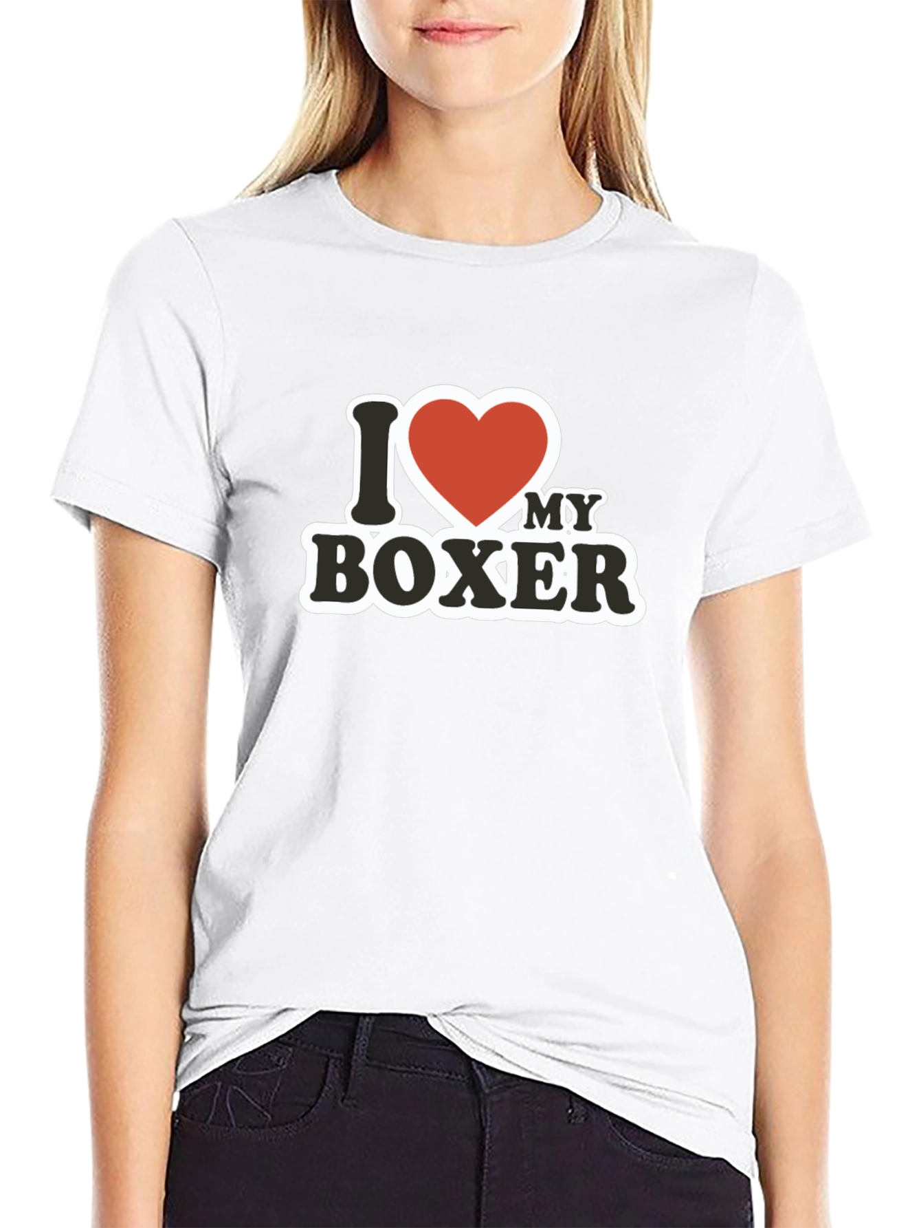 I Love My Boxer T-Shirt - Black Cotton Tee