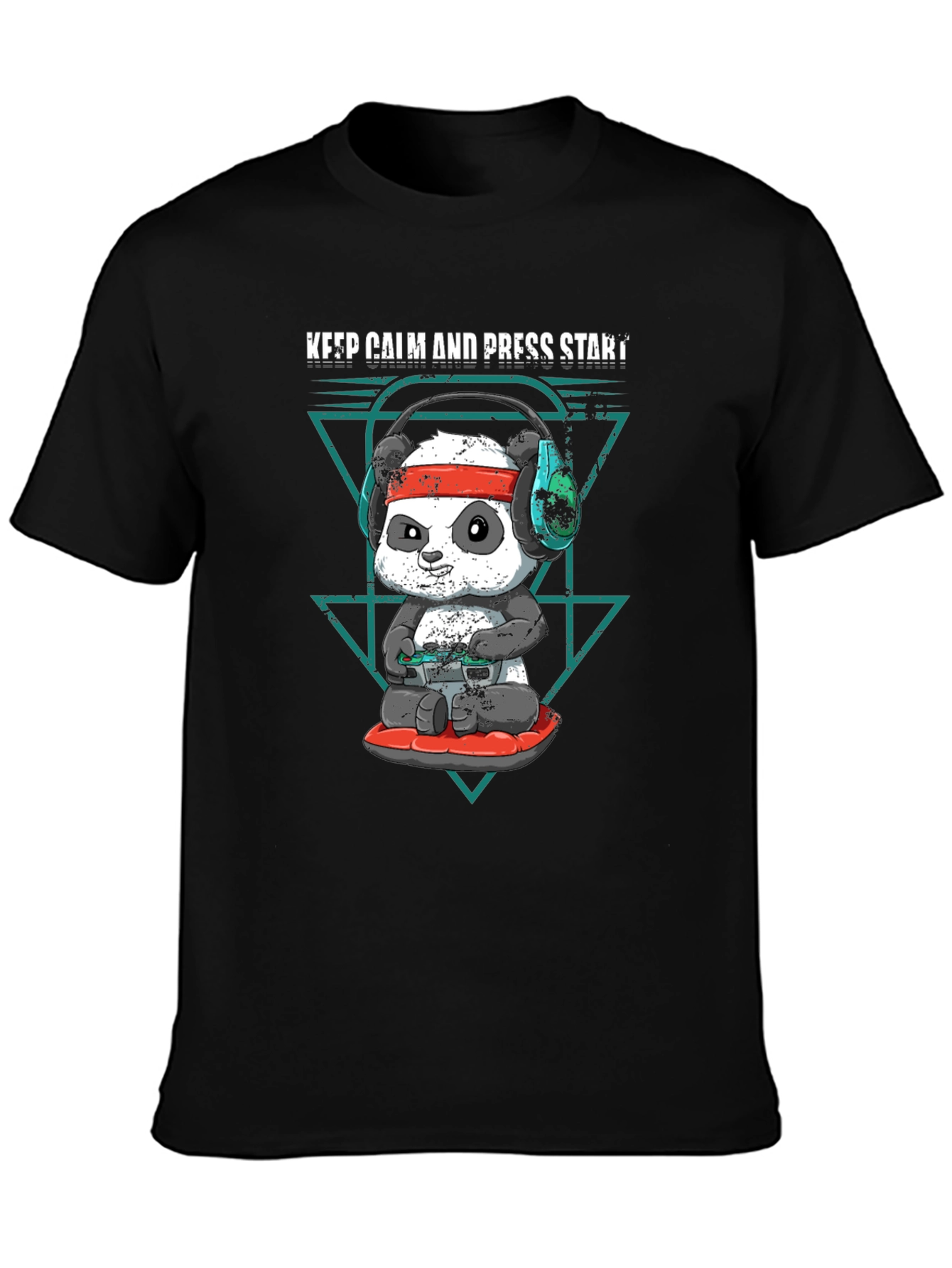 Keep Calm Panda Gamer Black T-Shirt