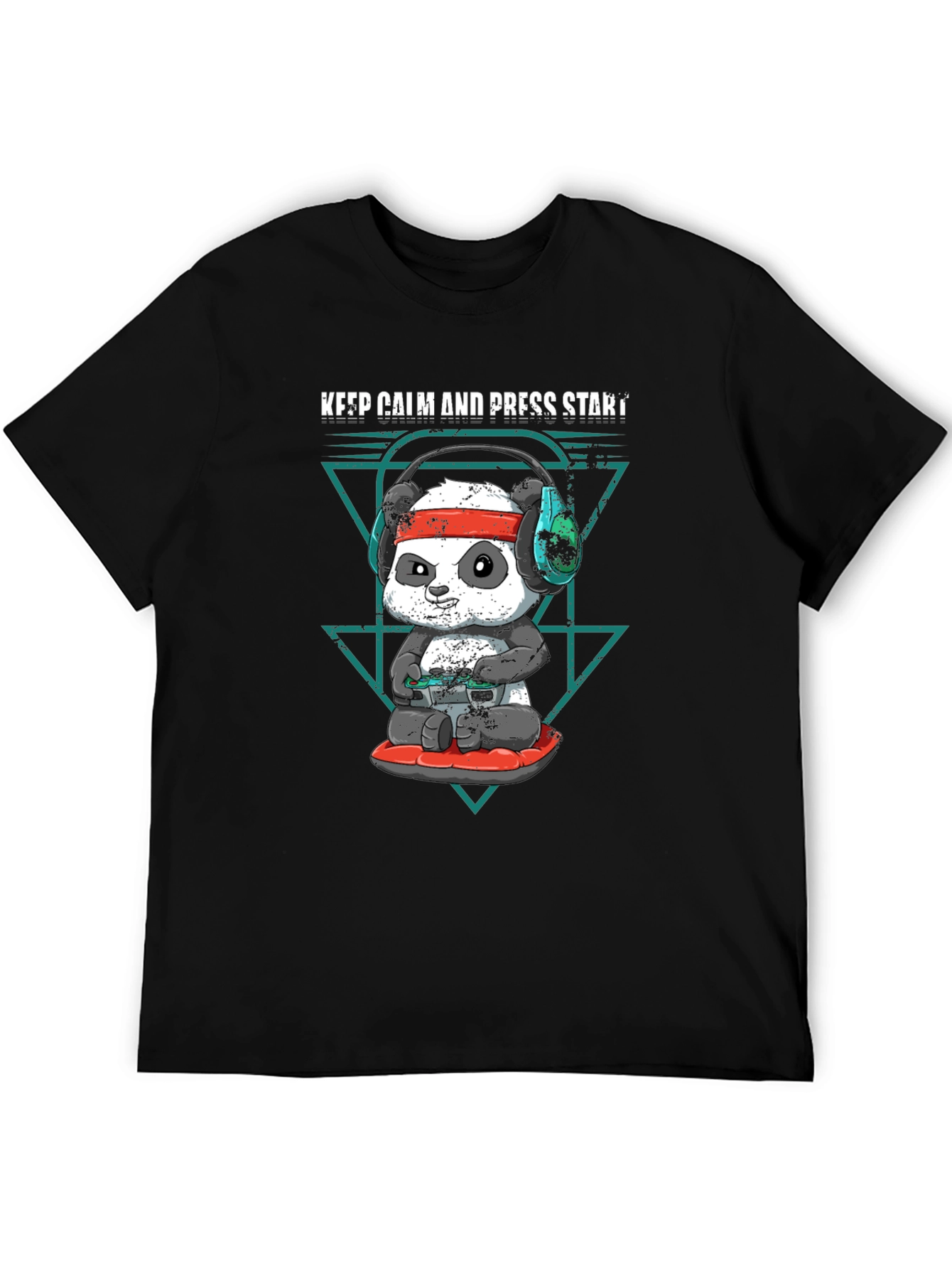 Keep Calm Panda Gamer Black T-Shirt