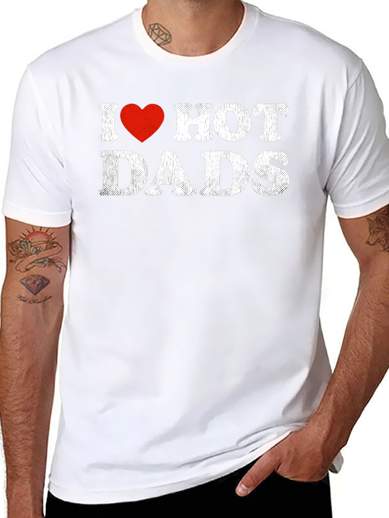 I Heart Hot Dads T-Shirt Funny Humor Gift