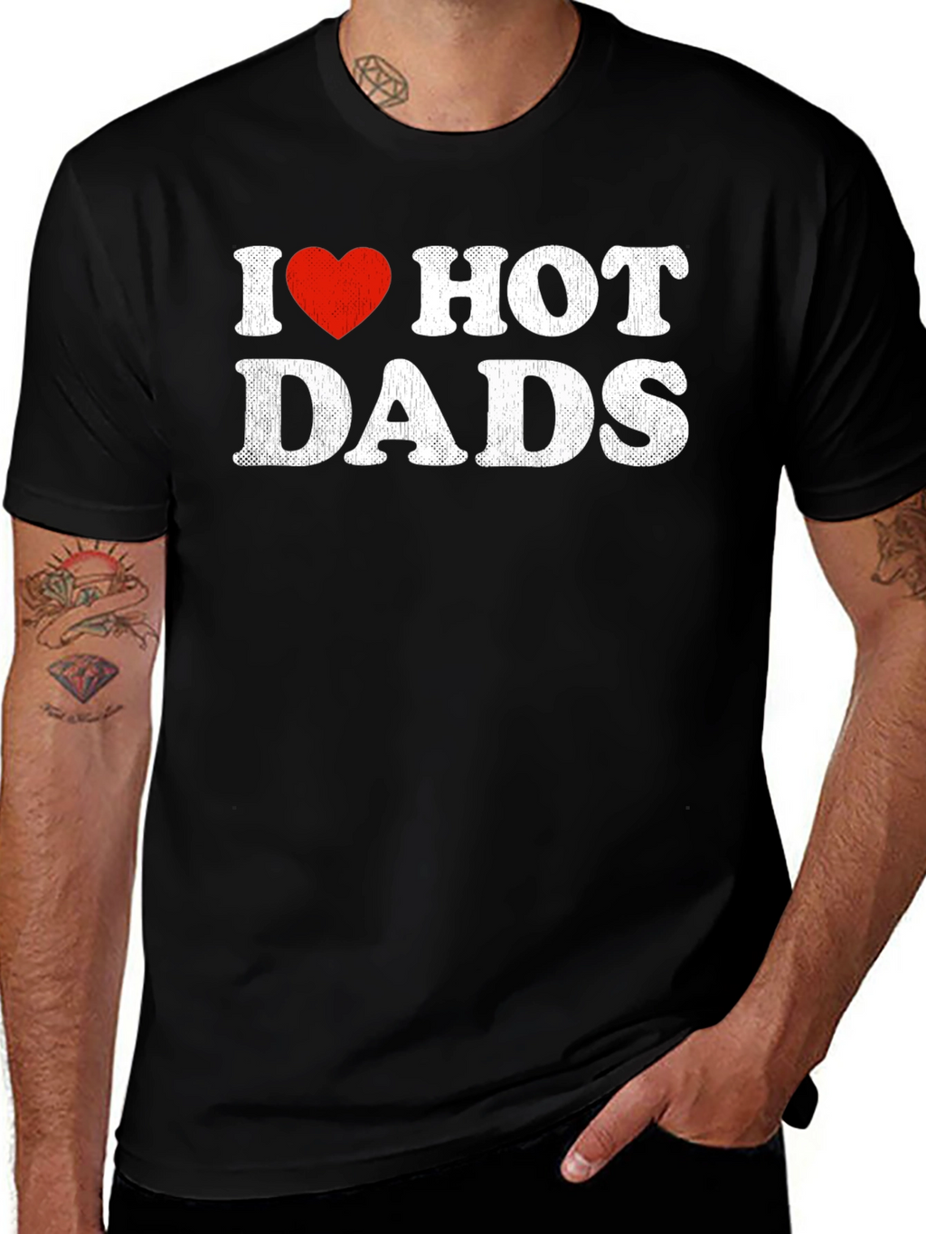 I Heart Hot Dads T-Shirt Funny Humor Gift
