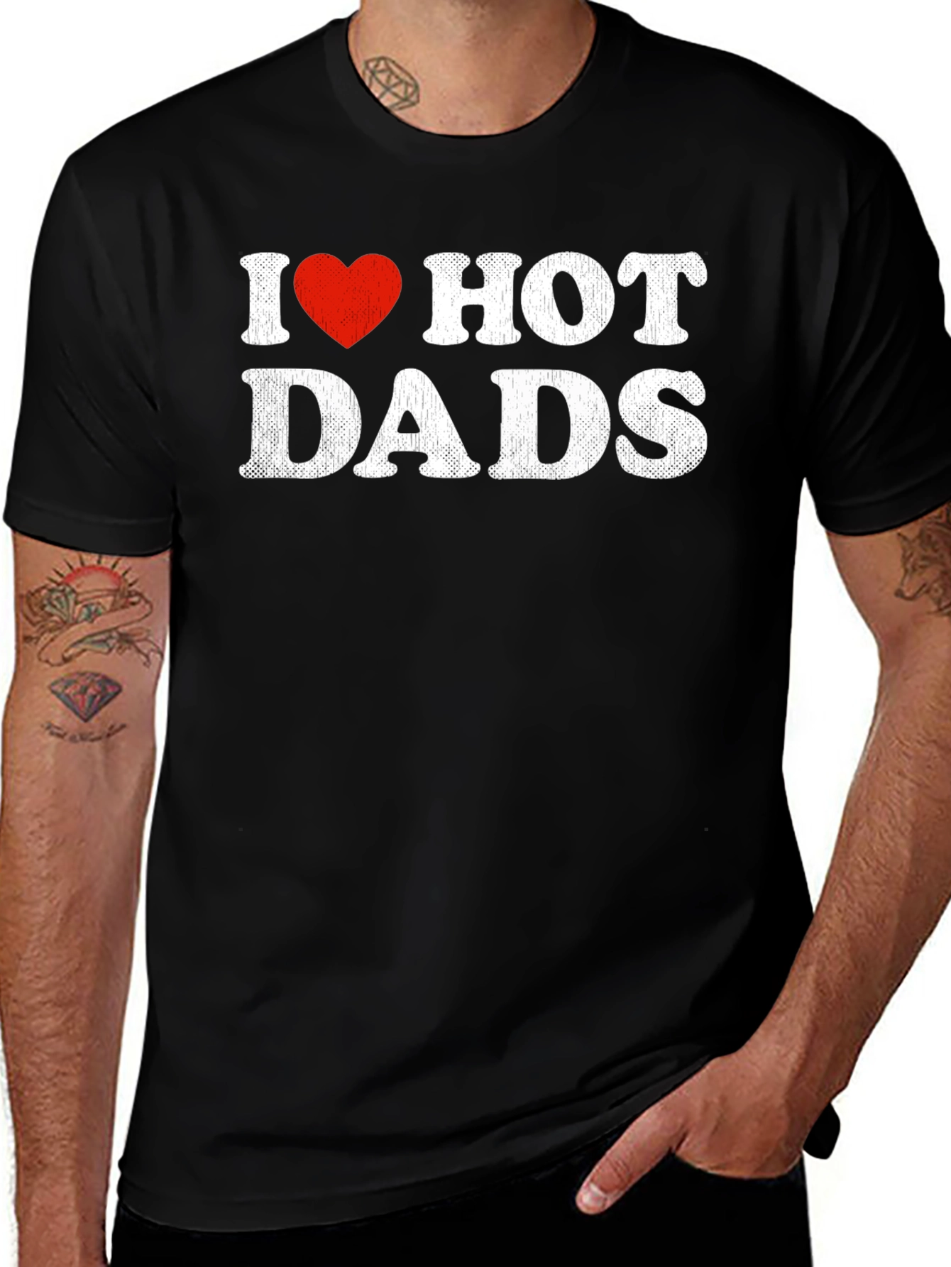 I Heart Hot Dads T-Shirt Funny Humor Gift