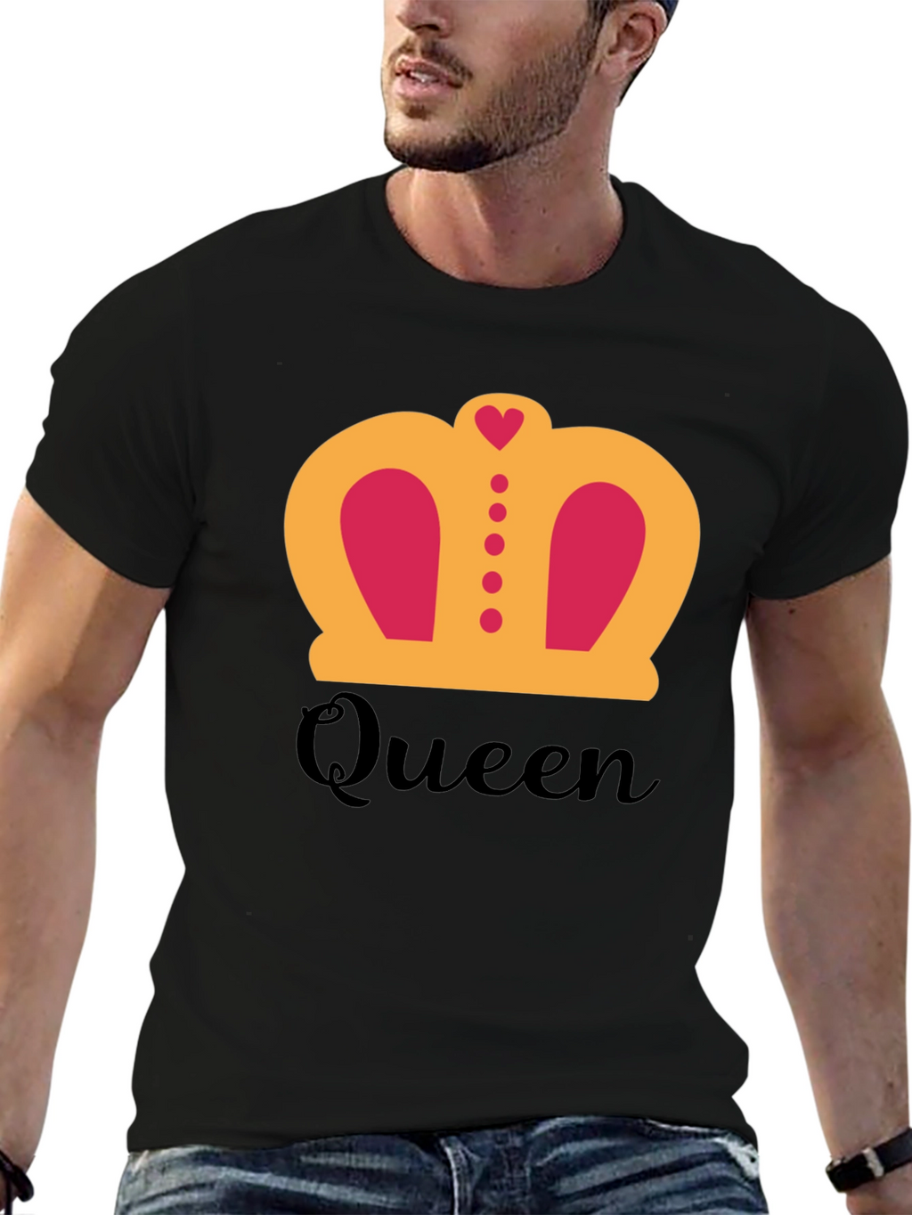 Queen Crown Graphic T-Shirt - Black