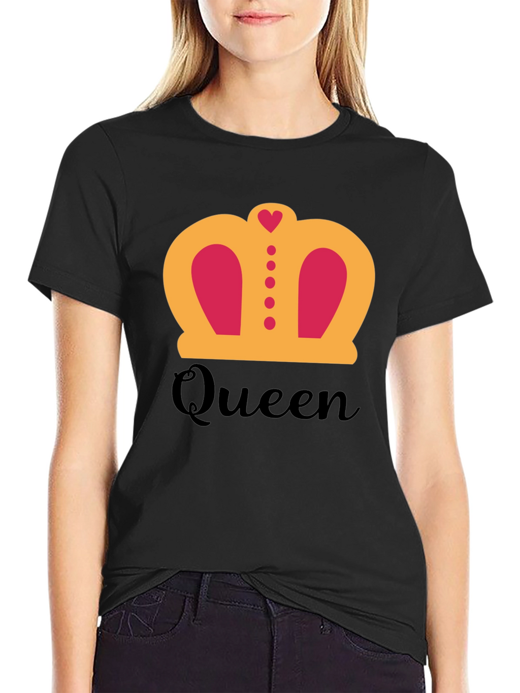 Queen Crown Graphic T-Shirt - Black