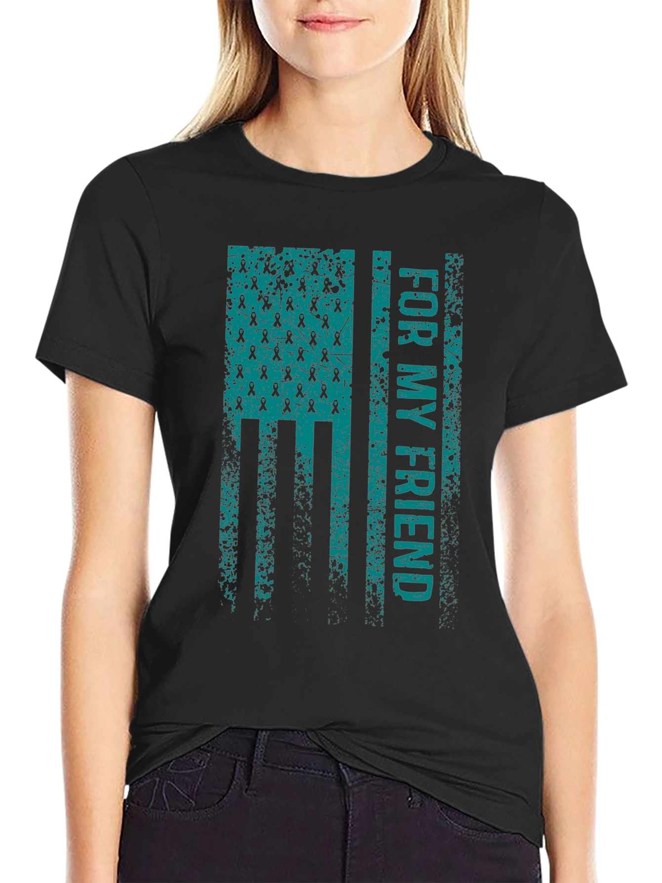 For My Friend Awareness Ribbon Flag Graphic T-Shirt