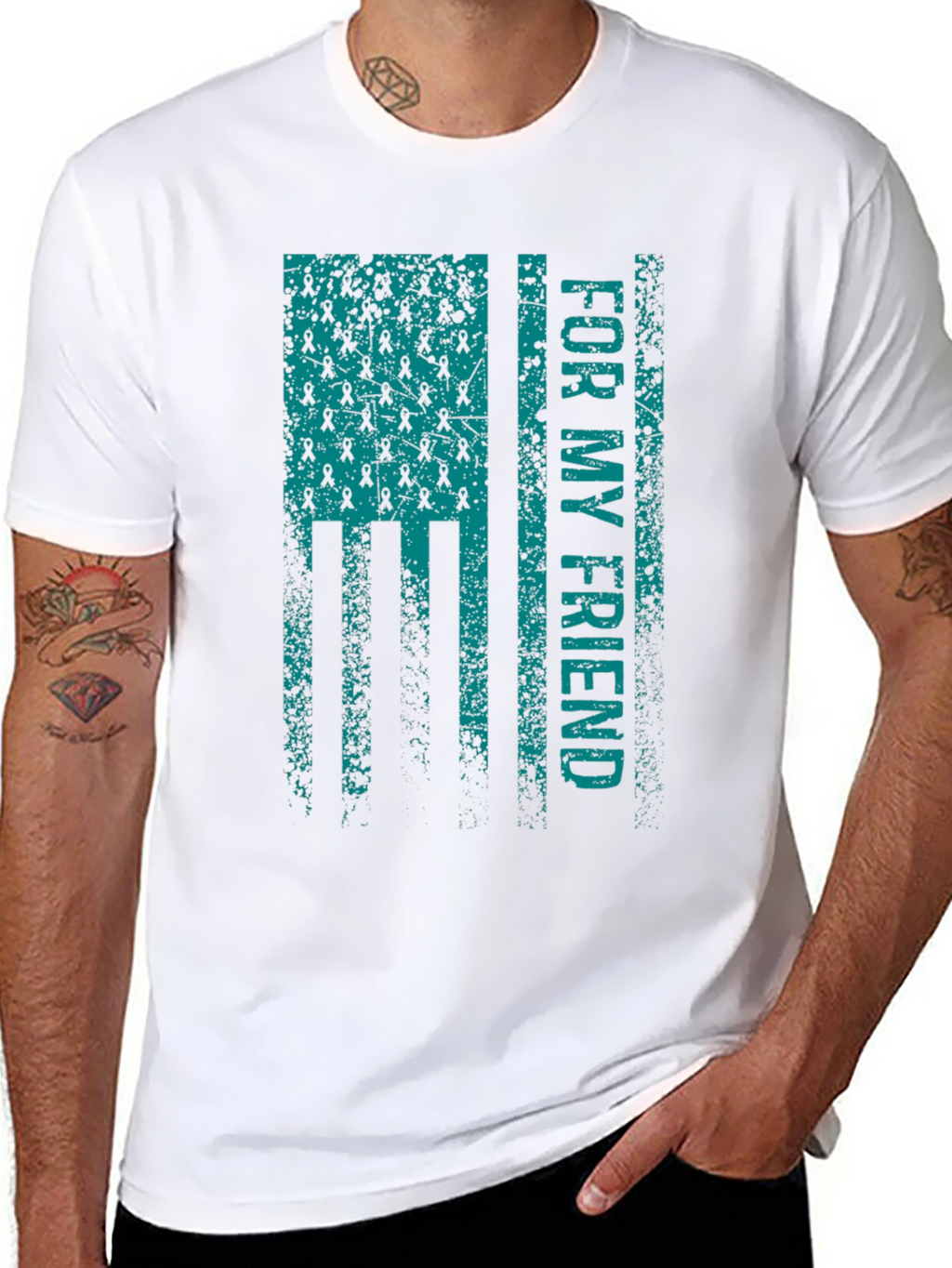 For My Friend Awareness Ribbon Flag Graphic T-Shirt