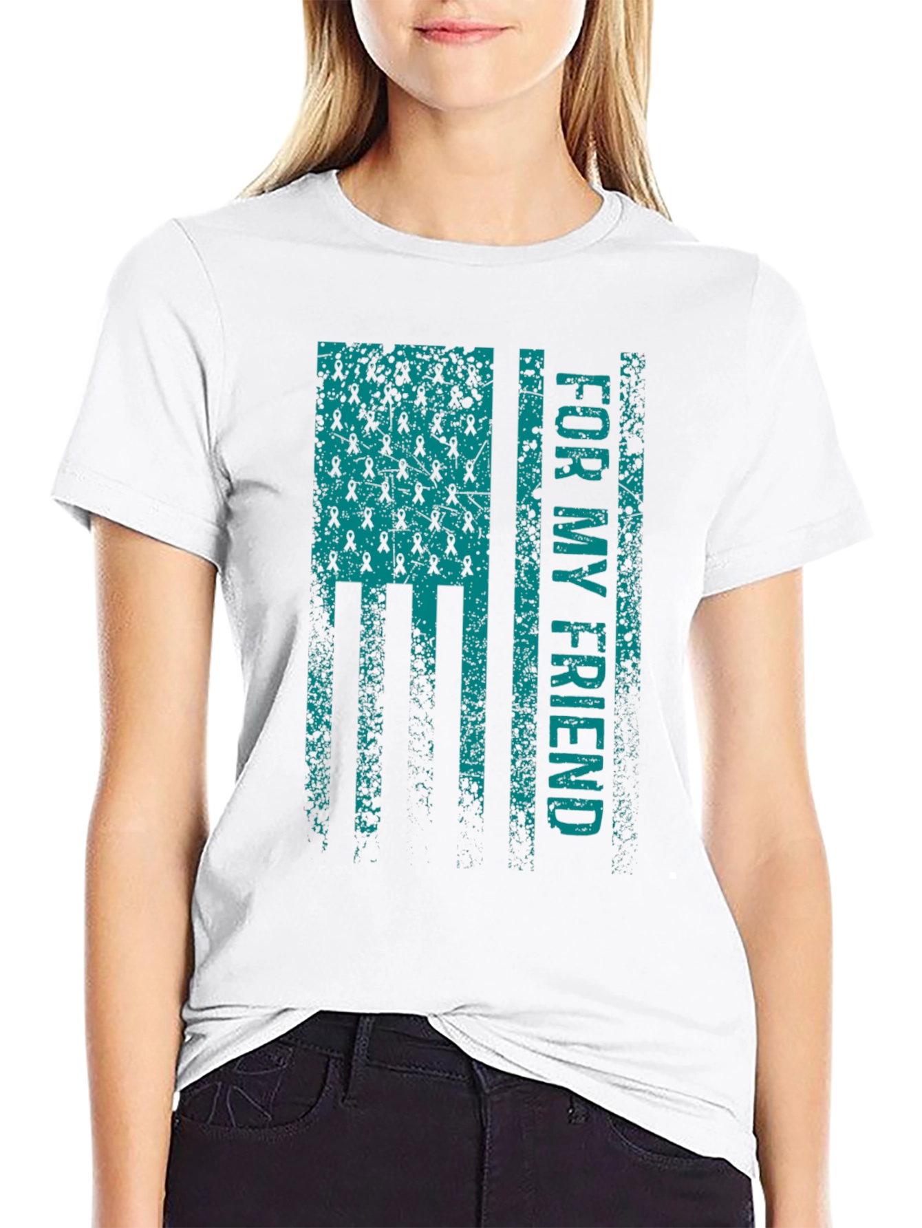 For My Friend Awareness Ribbon Flag Graphic T-Shirt