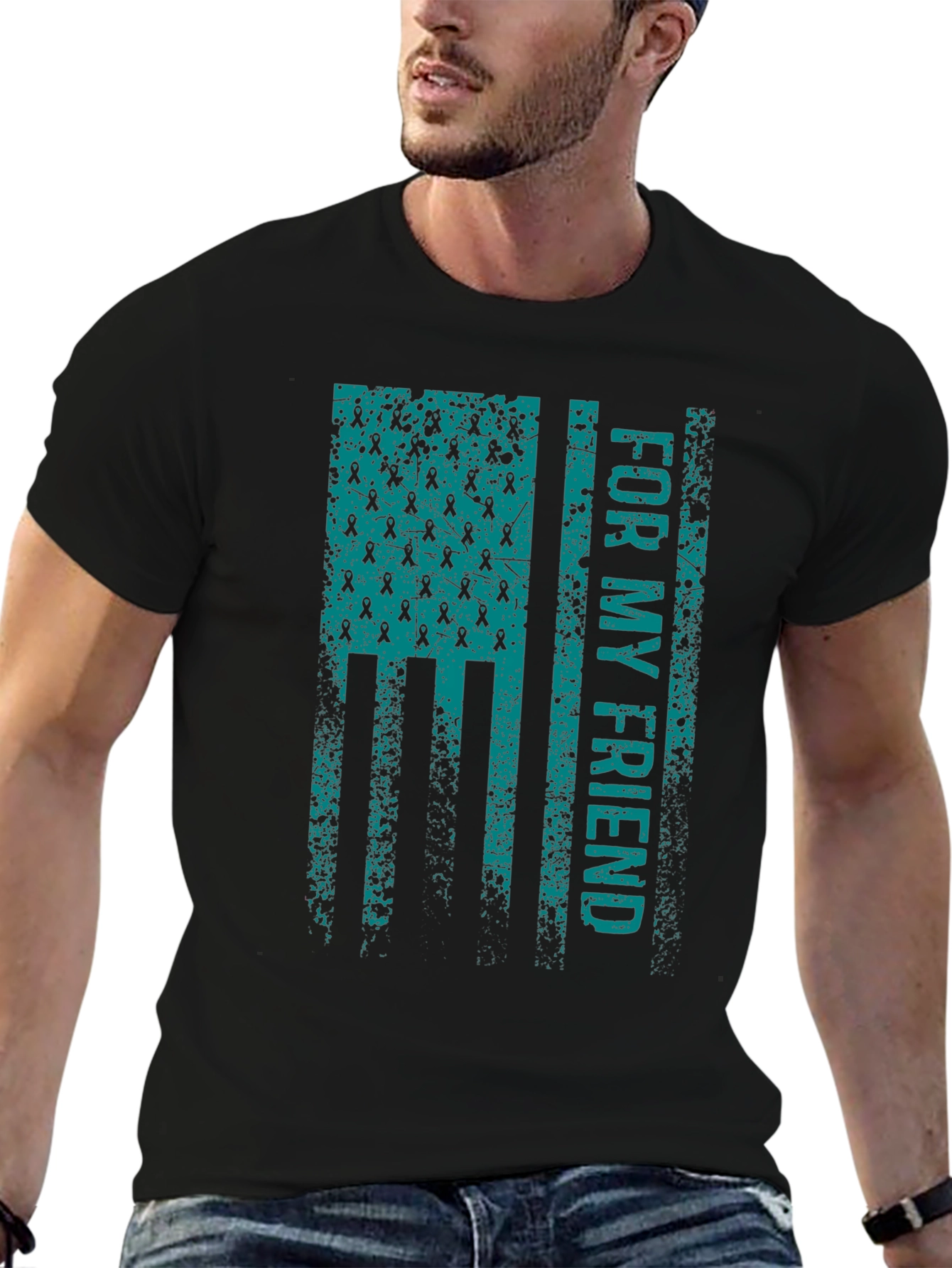 For My Friend Awareness Ribbon Flag Graphic T-Shirt