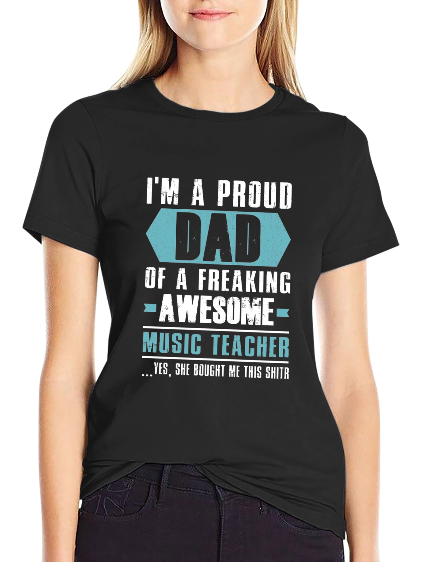 Proud Dad of Awesome Music Teacher Graphic T-Shirt