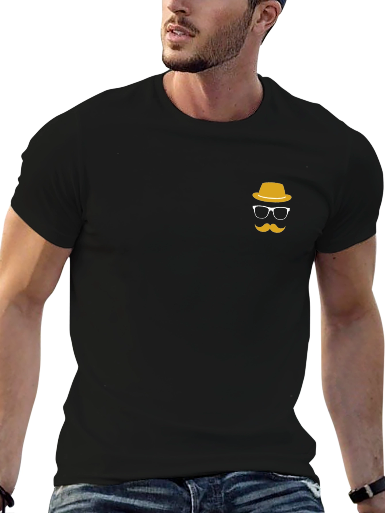 Mens Black T-shirt with Novelty Graphic