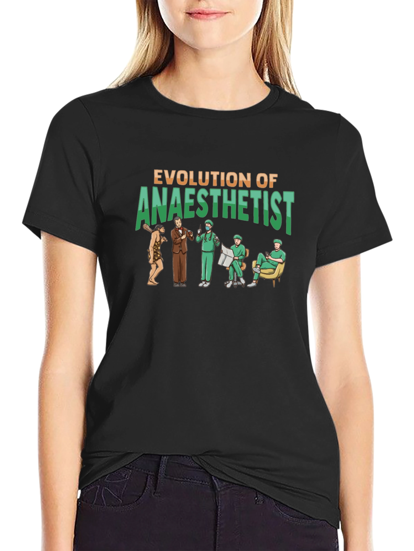 Evolution of Anaesthetist Black T-Shirt
