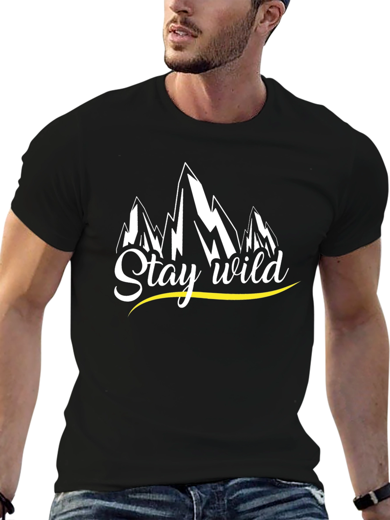 Stay Wild Mountain Graphic Tee - Black