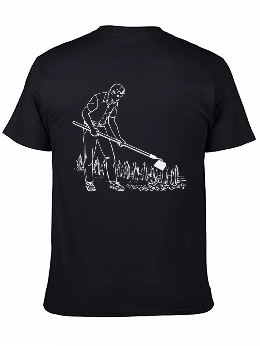 Mens Black T-Shirt with Gardening Graphic