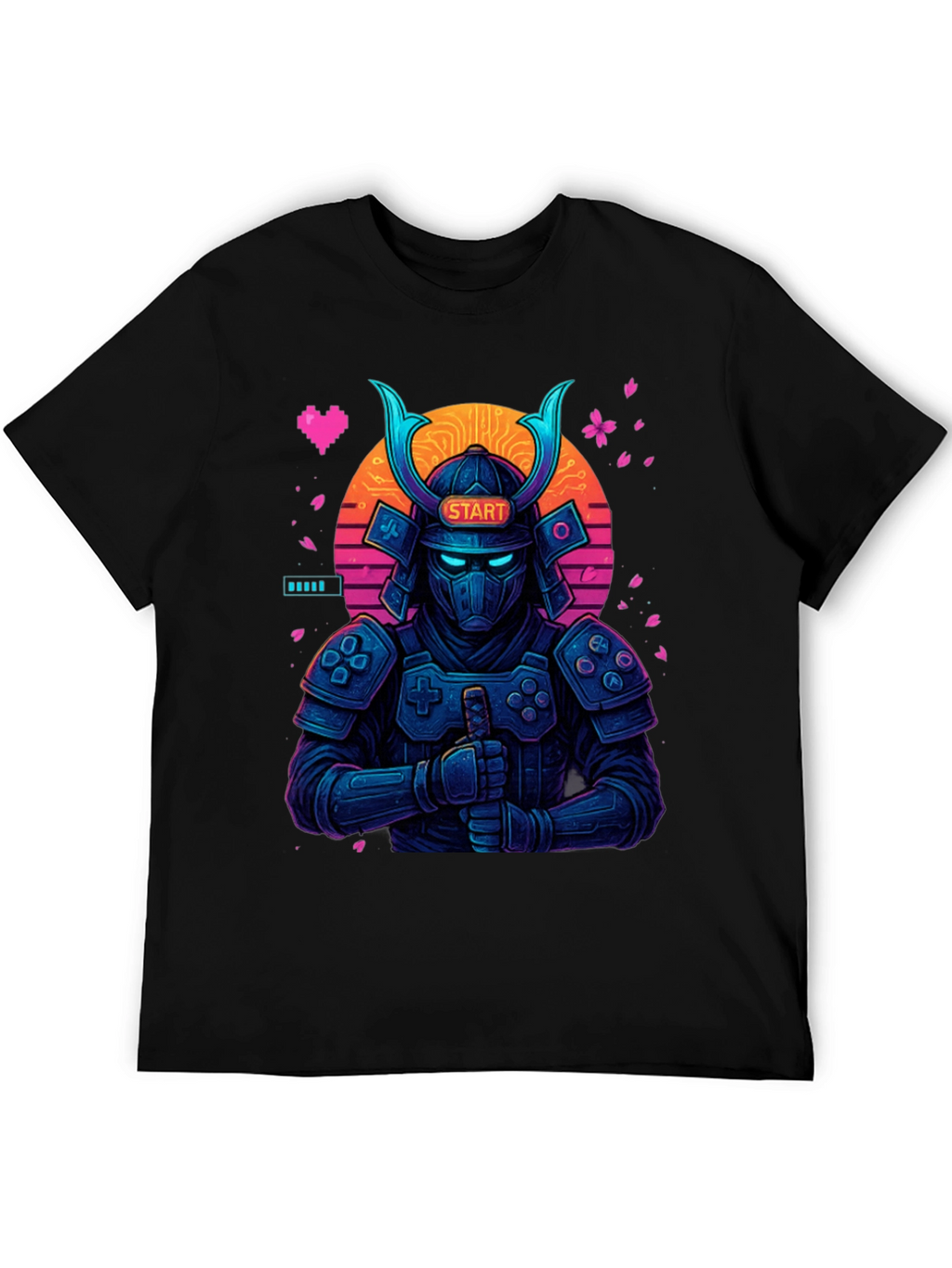 Gaming Samurai T-Shirt: Pixel Art Warrior