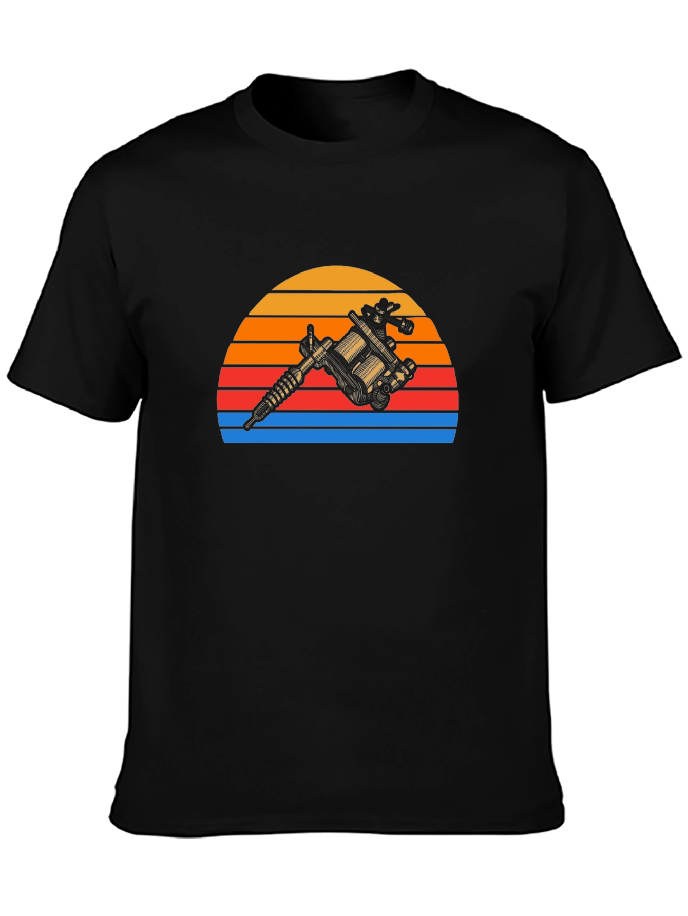 Tattoo Gun Sunset Graphic Tee - Vintage Style