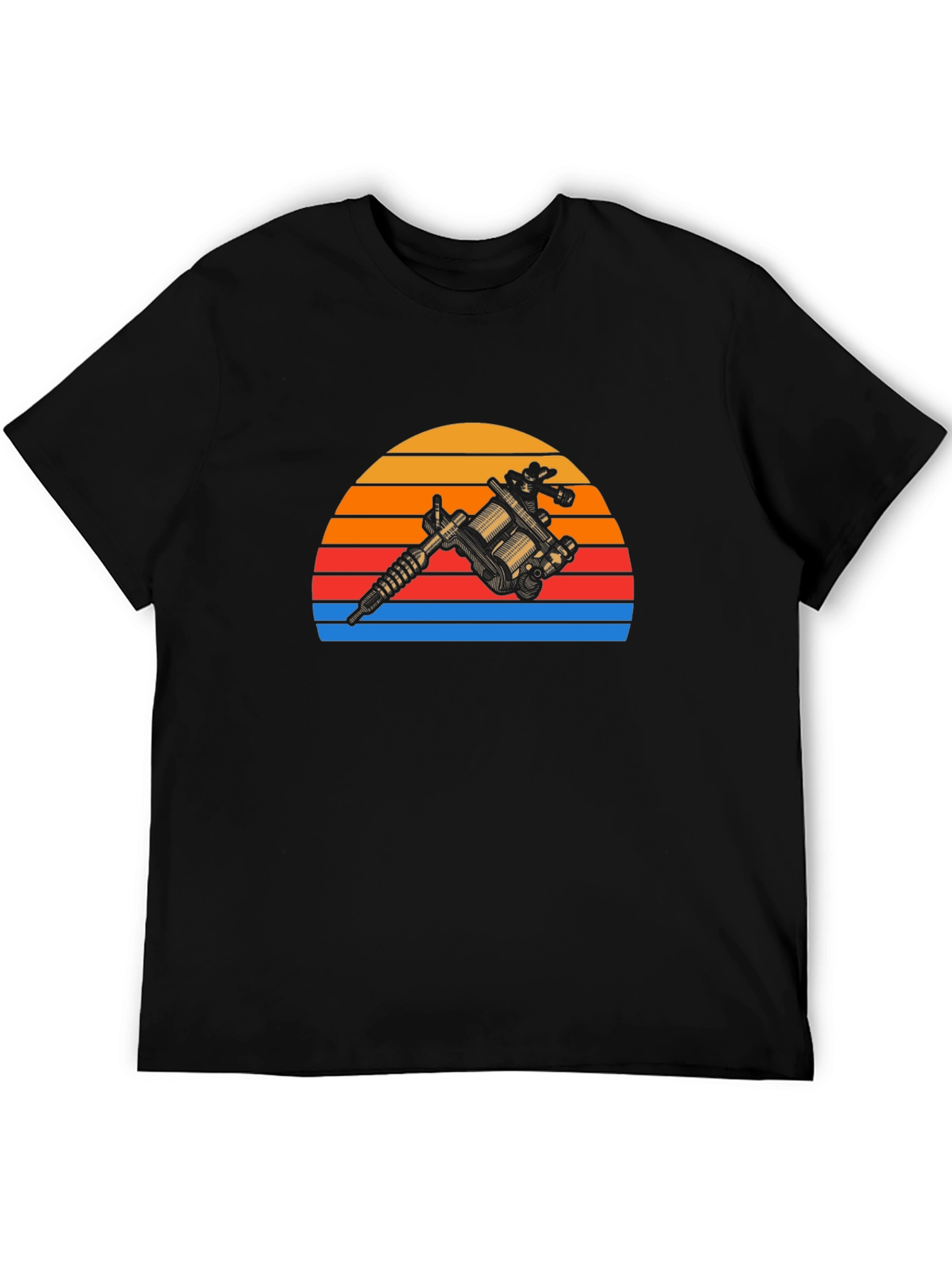 Tattoo Gun Sunset Graphic Tee - Vintage Style