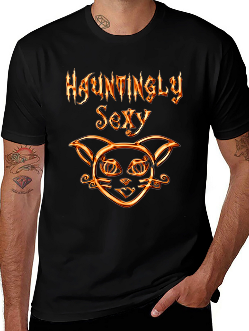 Hauntingly Sexy Cat Graphic T-Shirt