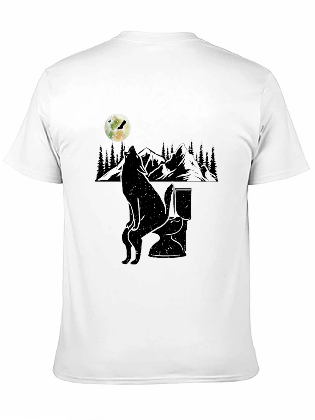Wolf on Toilet T-Shirt - Moonlit Humor
