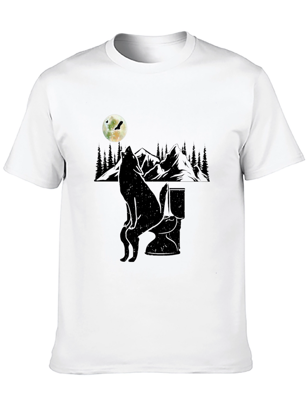 Wolf on Toilet T-Shirt - Moonlit Humor