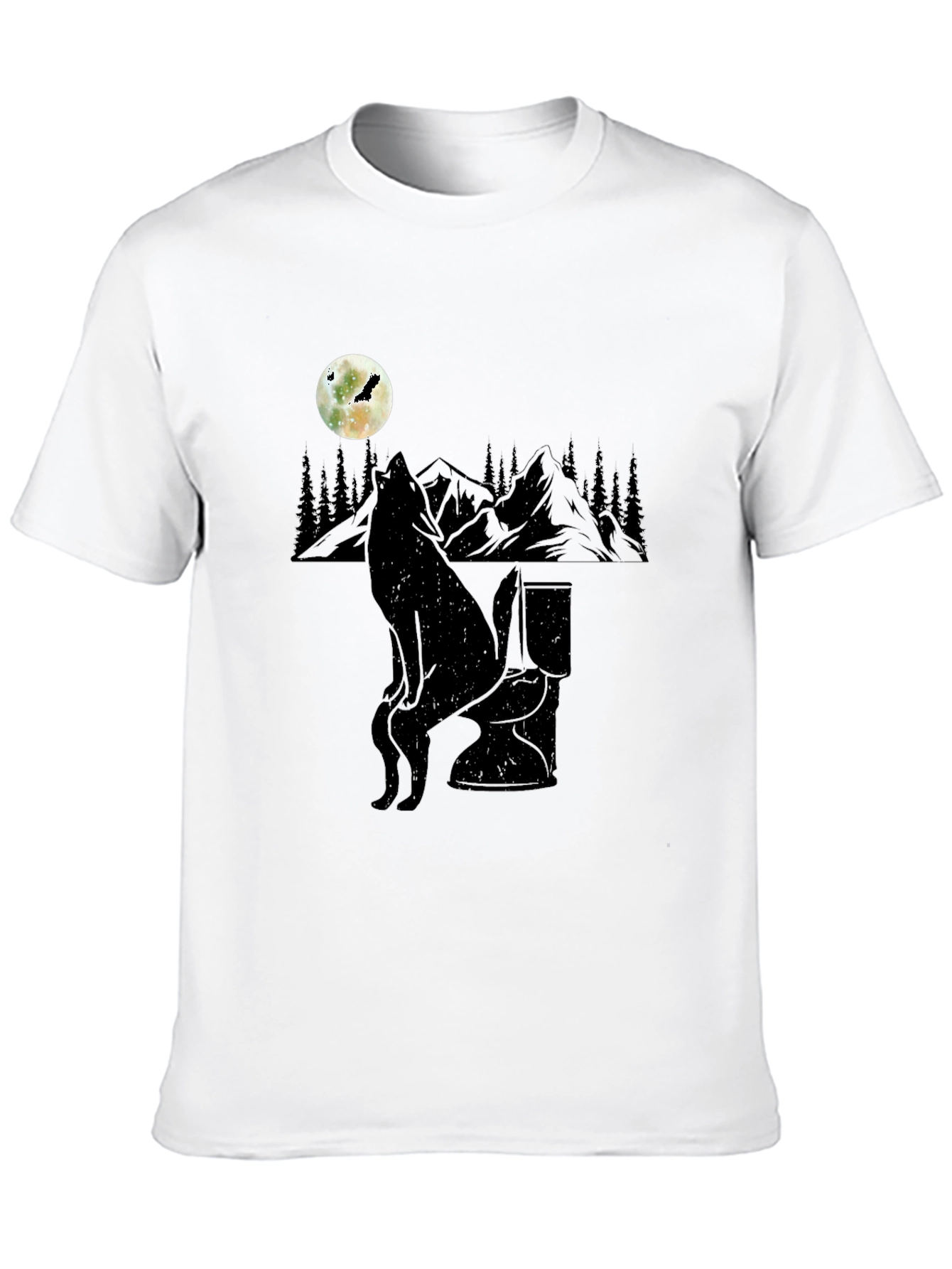Wolf on Toilet T-Shirt - Moonlit Humor