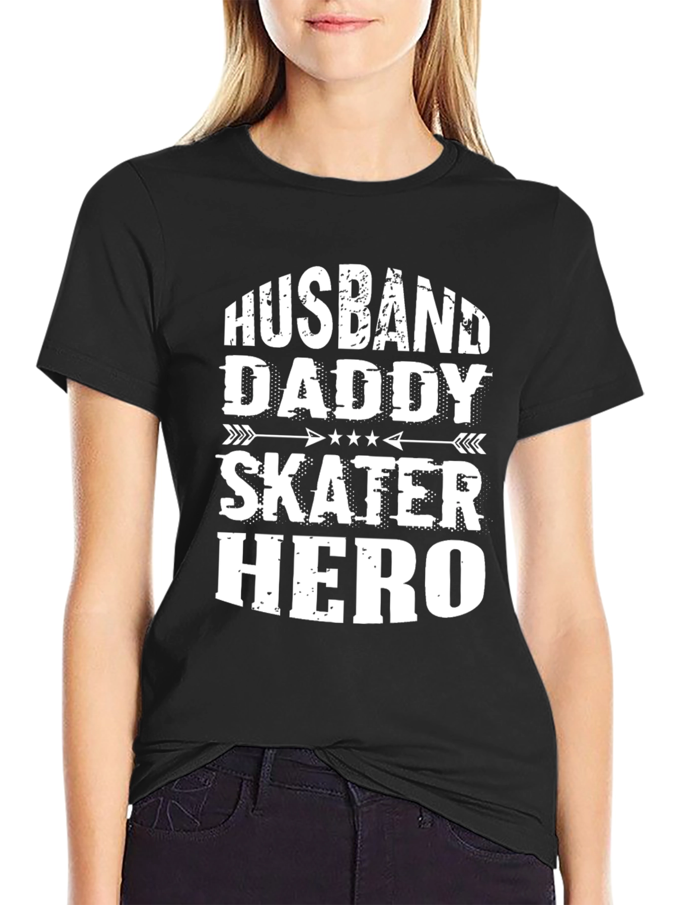 Husband Daddy Skater Hero Graphic Tee - Black