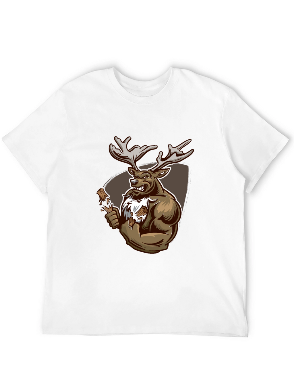 Black Graphic Tee: Muscular Deer