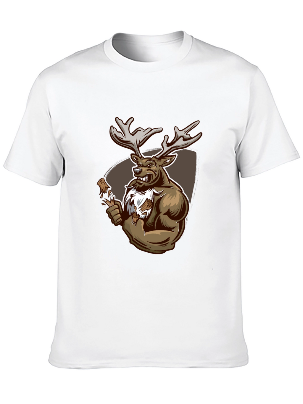 Black Graphic Tee: Muscular Deer