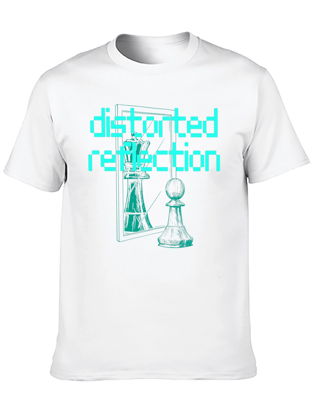 Distorted Reflection Graphic Tee - Chess Piece Illusion