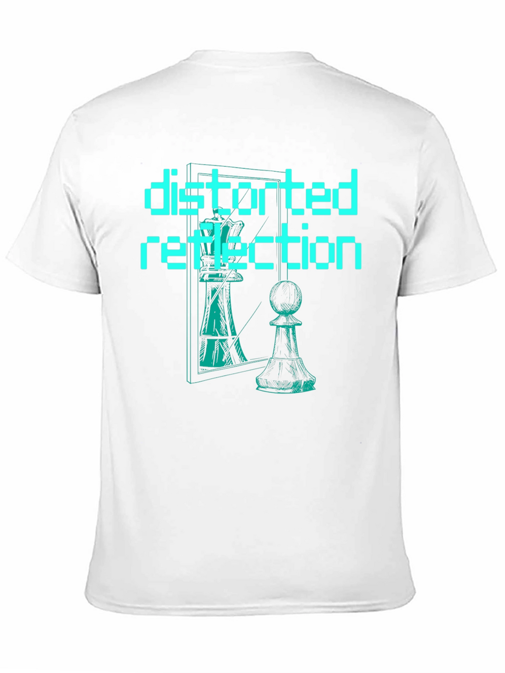 Distorted Reflection Graphic Tee - Chess Piece Illusion