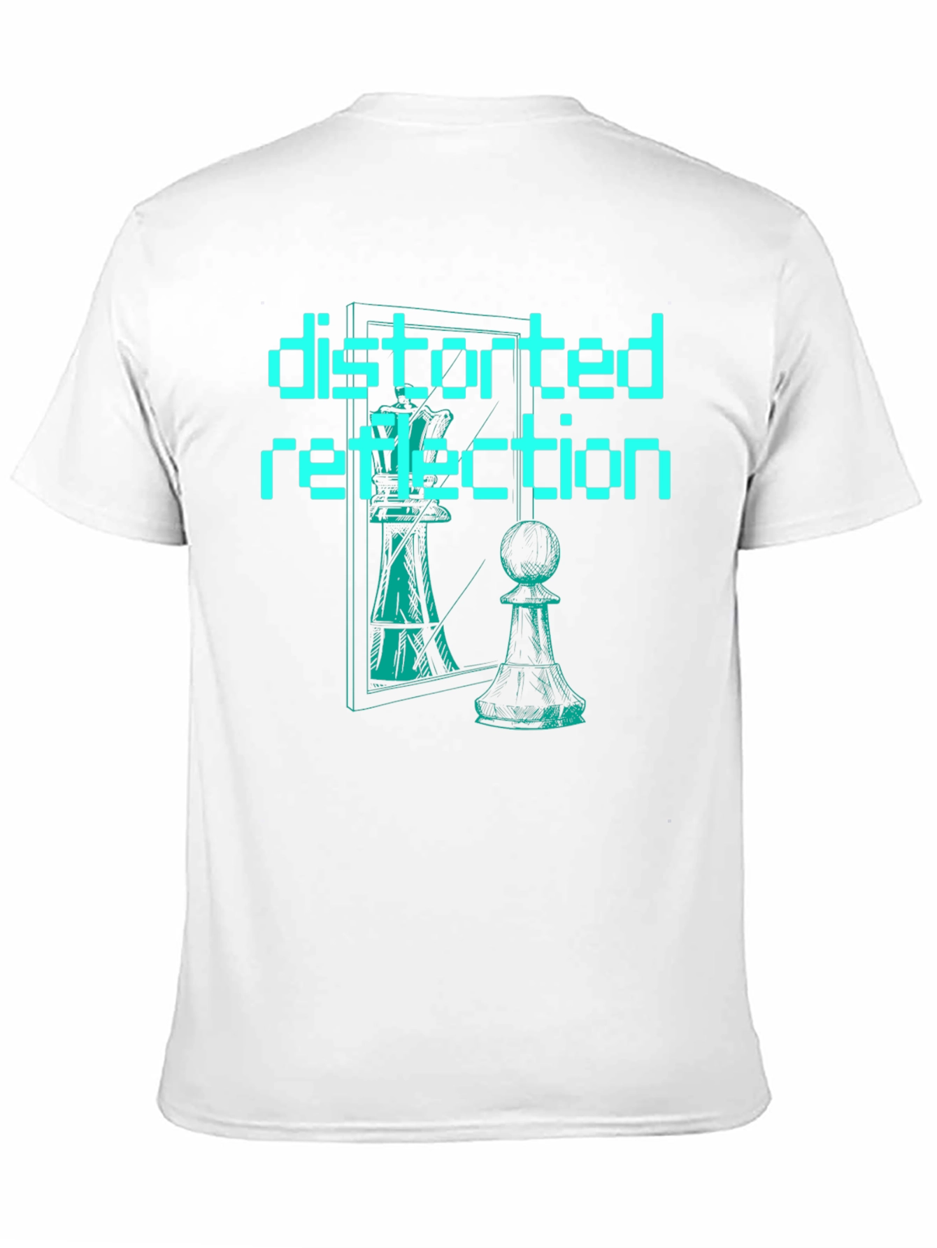 Distorted Reflection Graphic Tee - Chess Piece Illusion