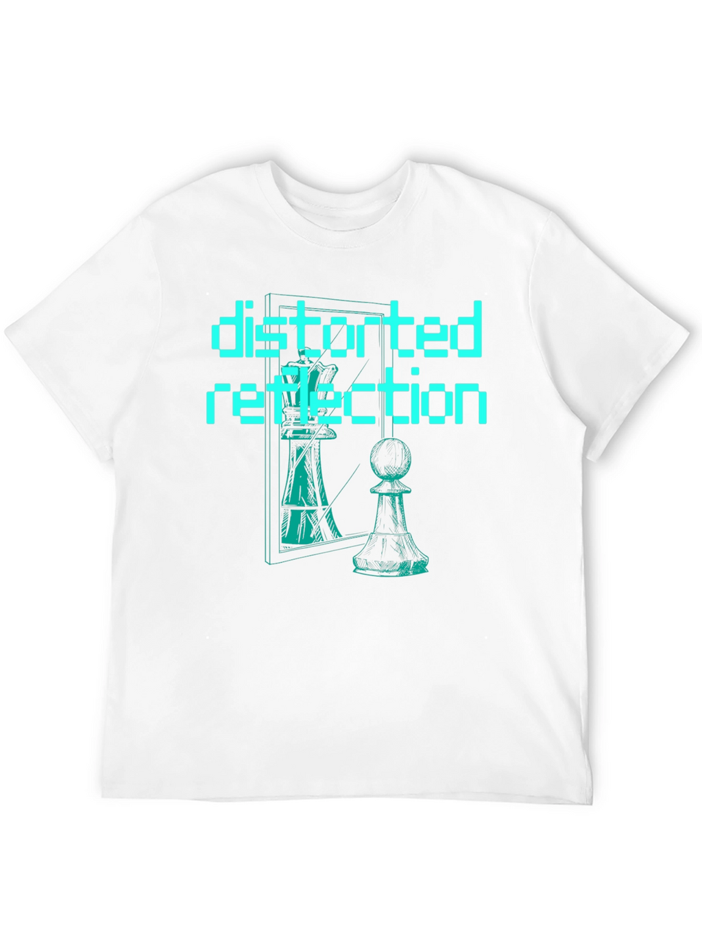 Distorted Reflection Graphic Tee - Chess Piece Illusion