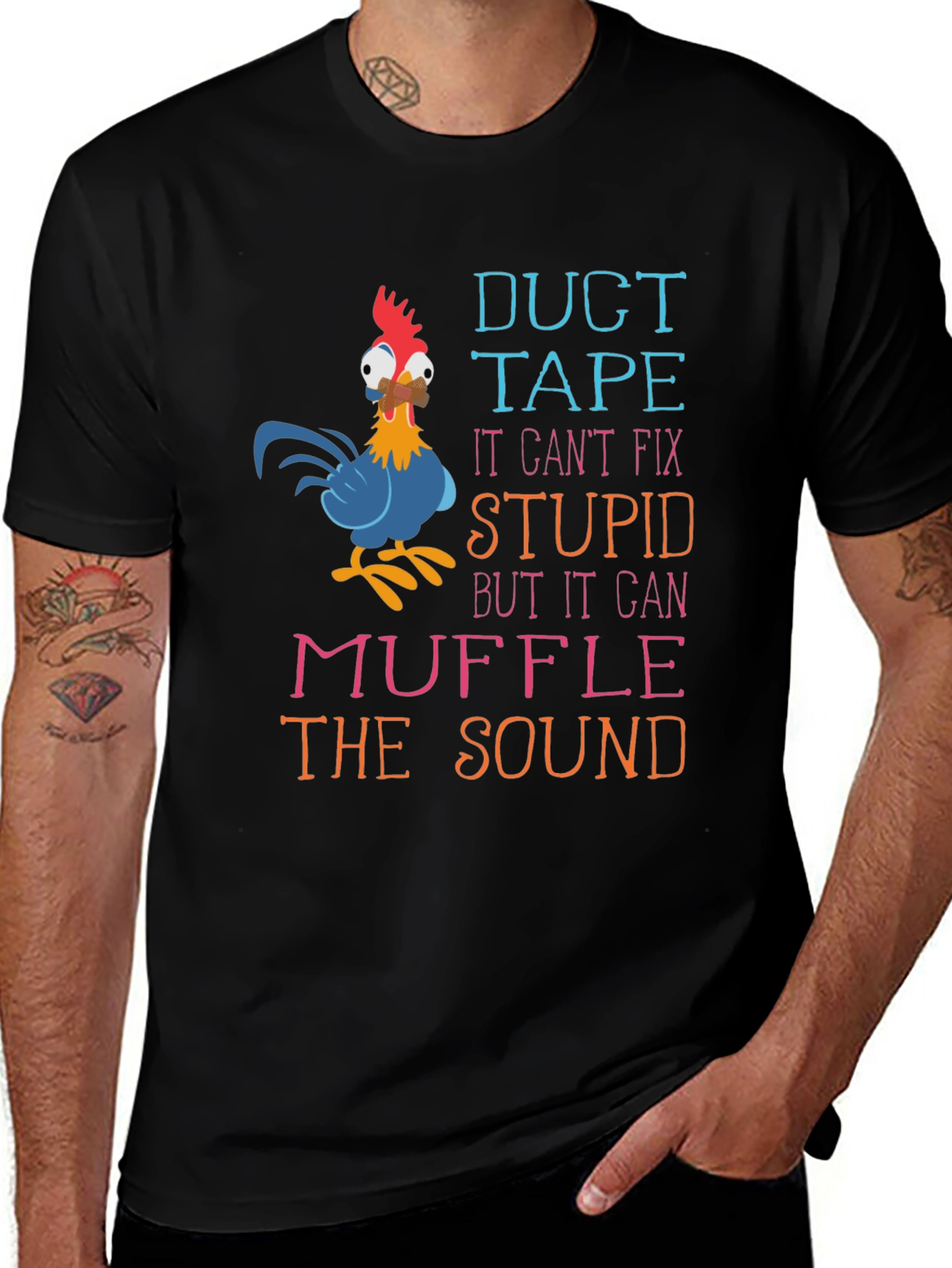 Duct Tape Fix Stupid Humor Graphic T-Shirt