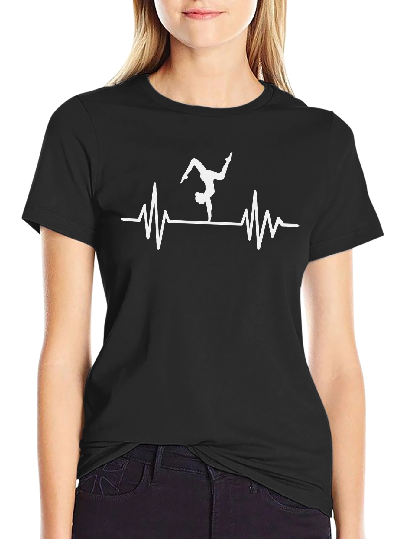 Gymnast Heartbeat Graphic Tee - Black