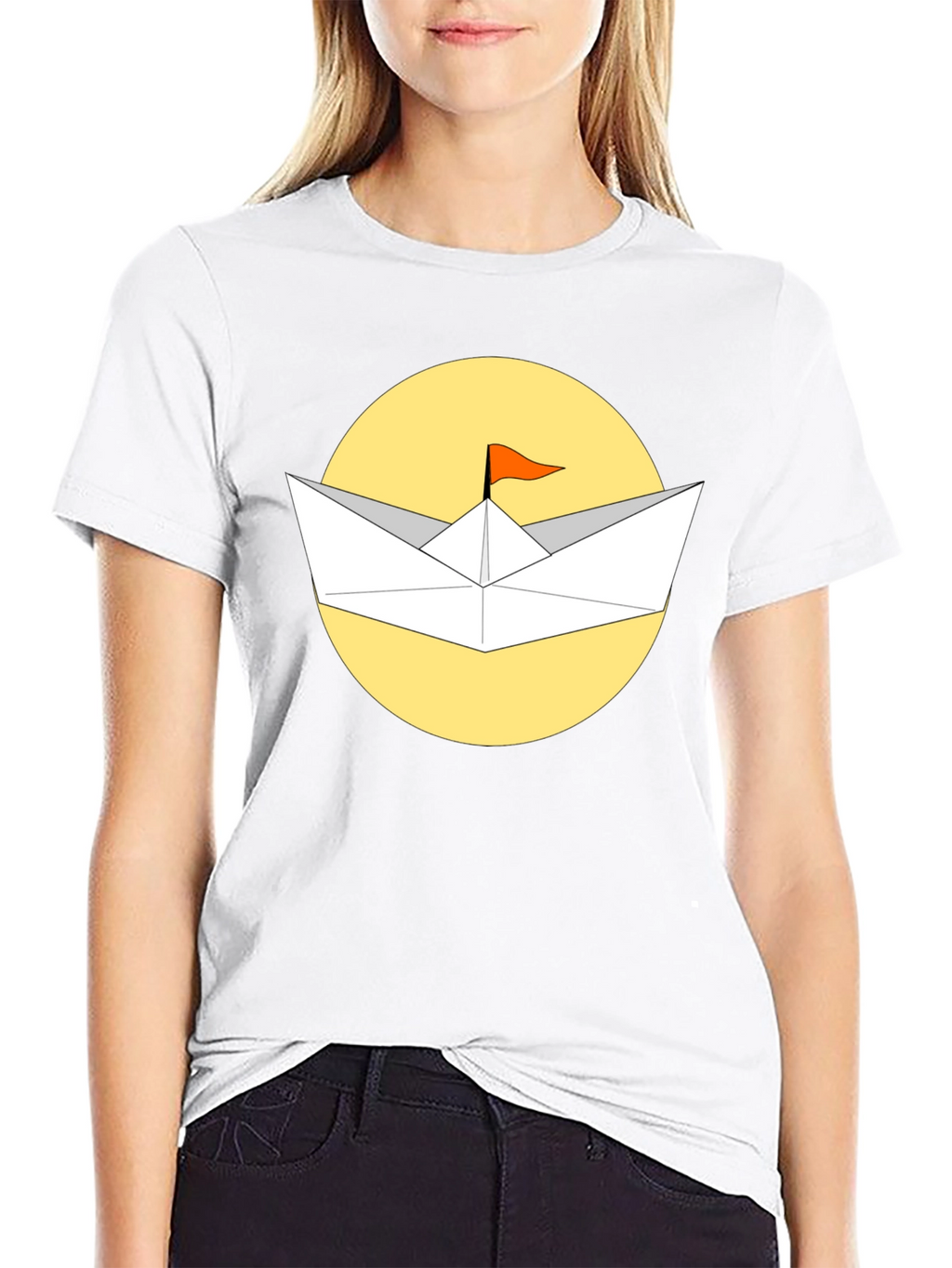 Paper Boat T-Shirt - Black Cotton Graphic Tee