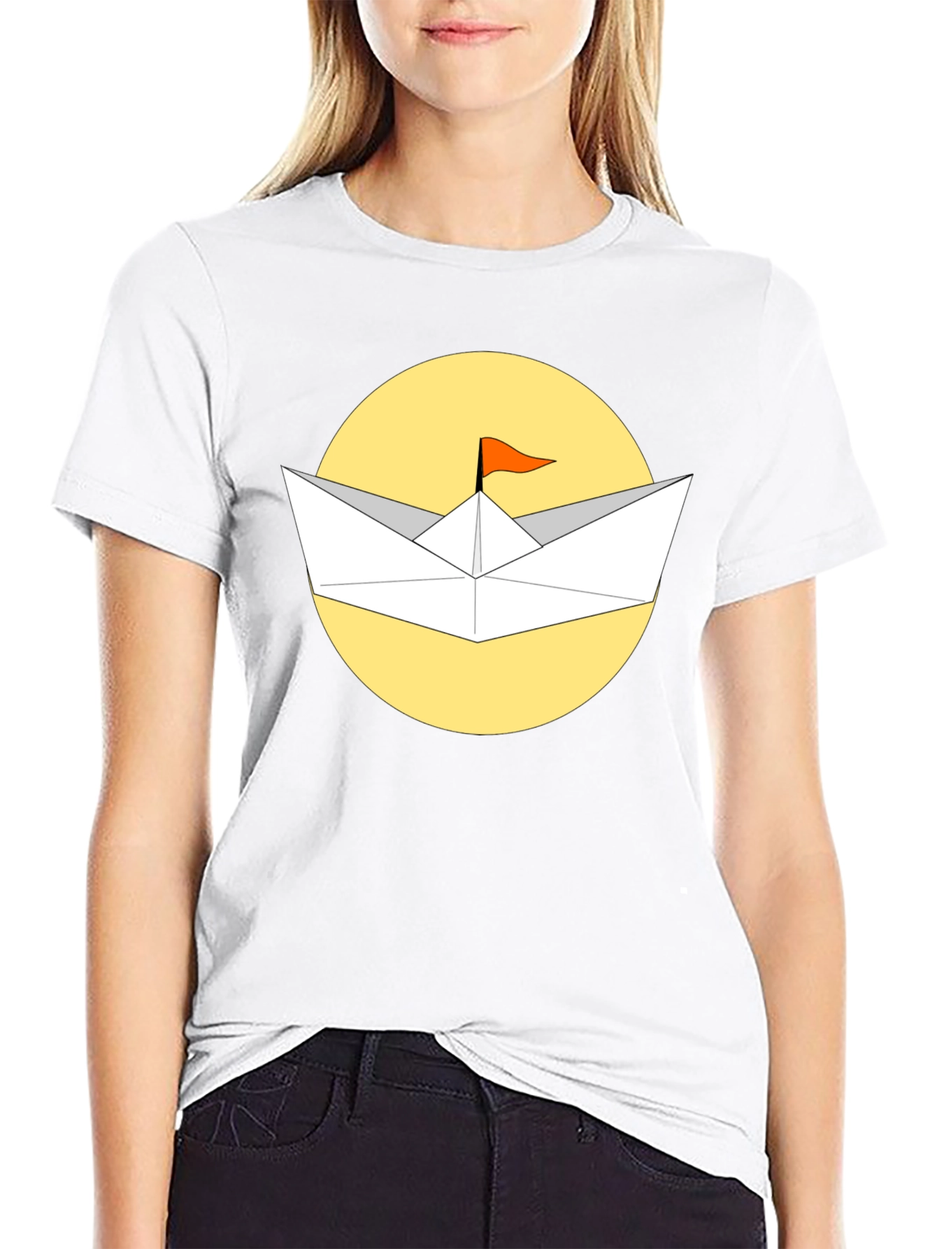 Paper Boat T-Shirt - Black Cotton Graphic Tee