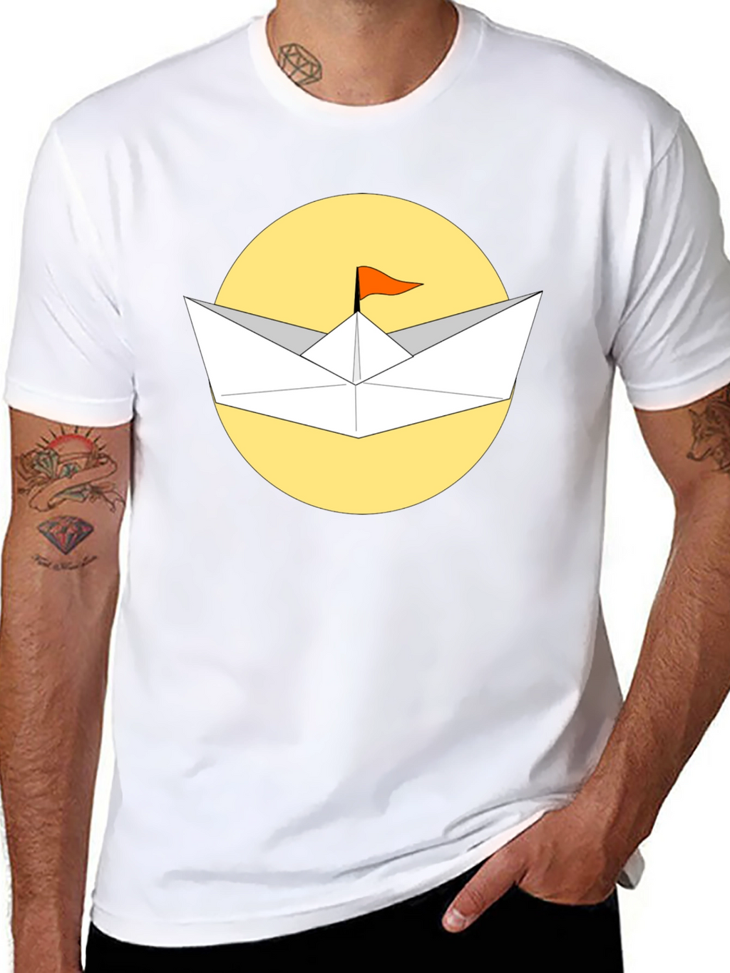 Paper Boat T-Shirt - Black Cotton Graphic Tee