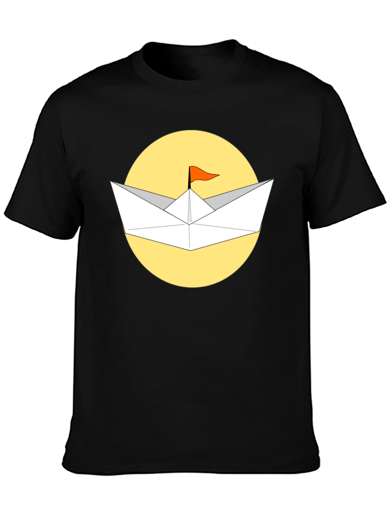 Paper Boat T-Shirt - Black Cotton Graphic Tee