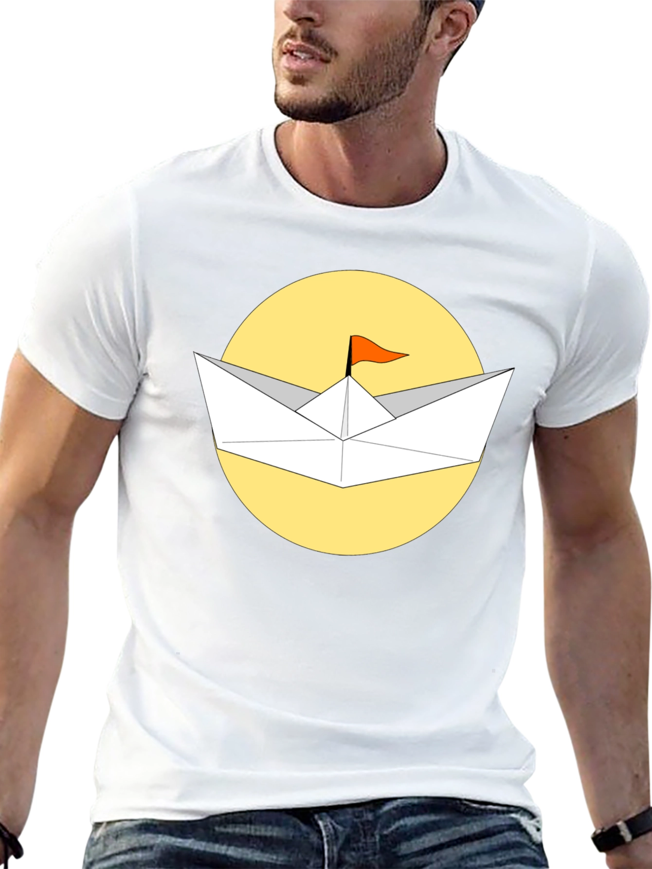 Paper Boat T-Shirt - Black Cotton Graphic Tee