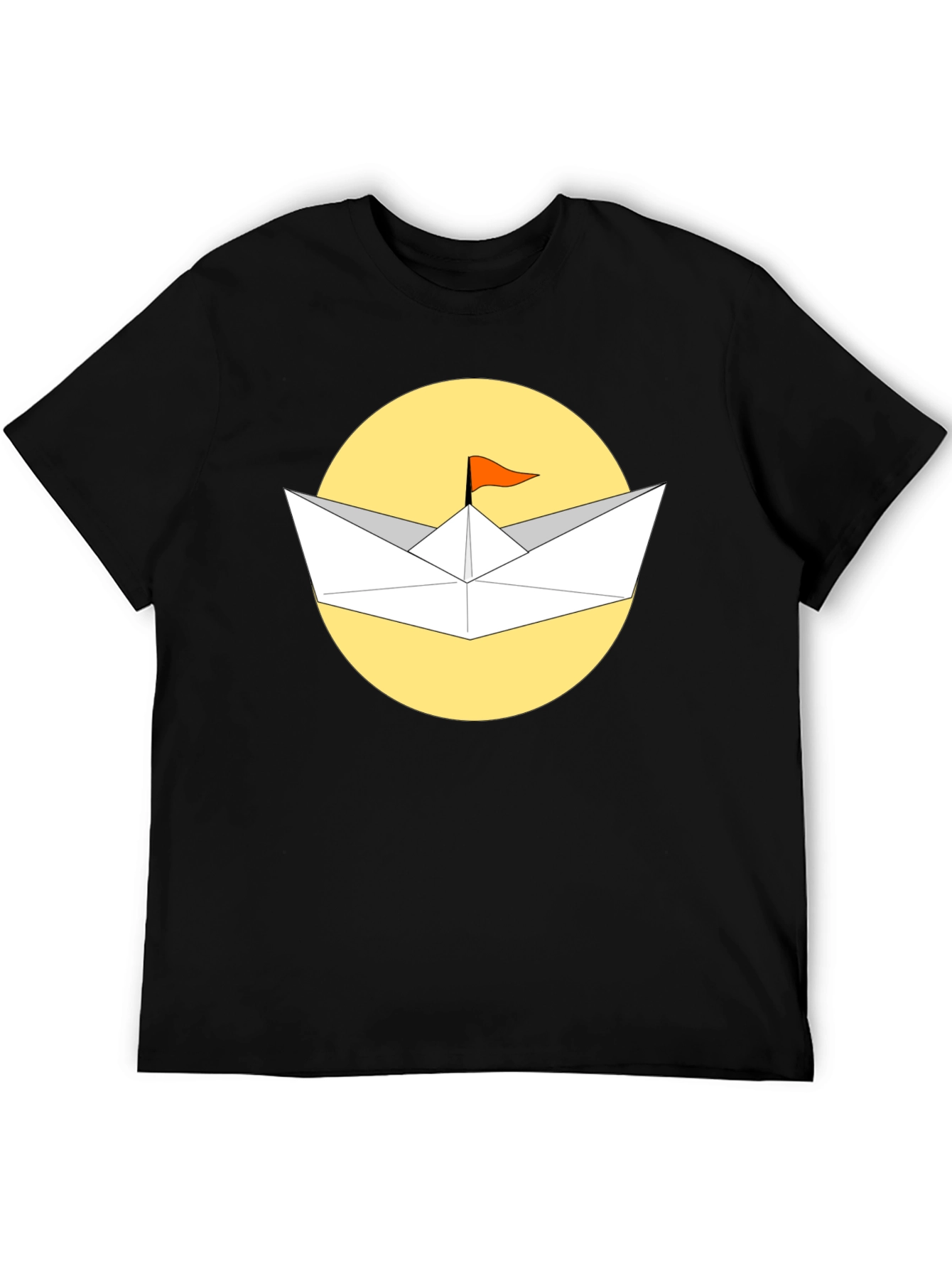 Paper Boat T-Shirt - Black Cotton Graphic Tee