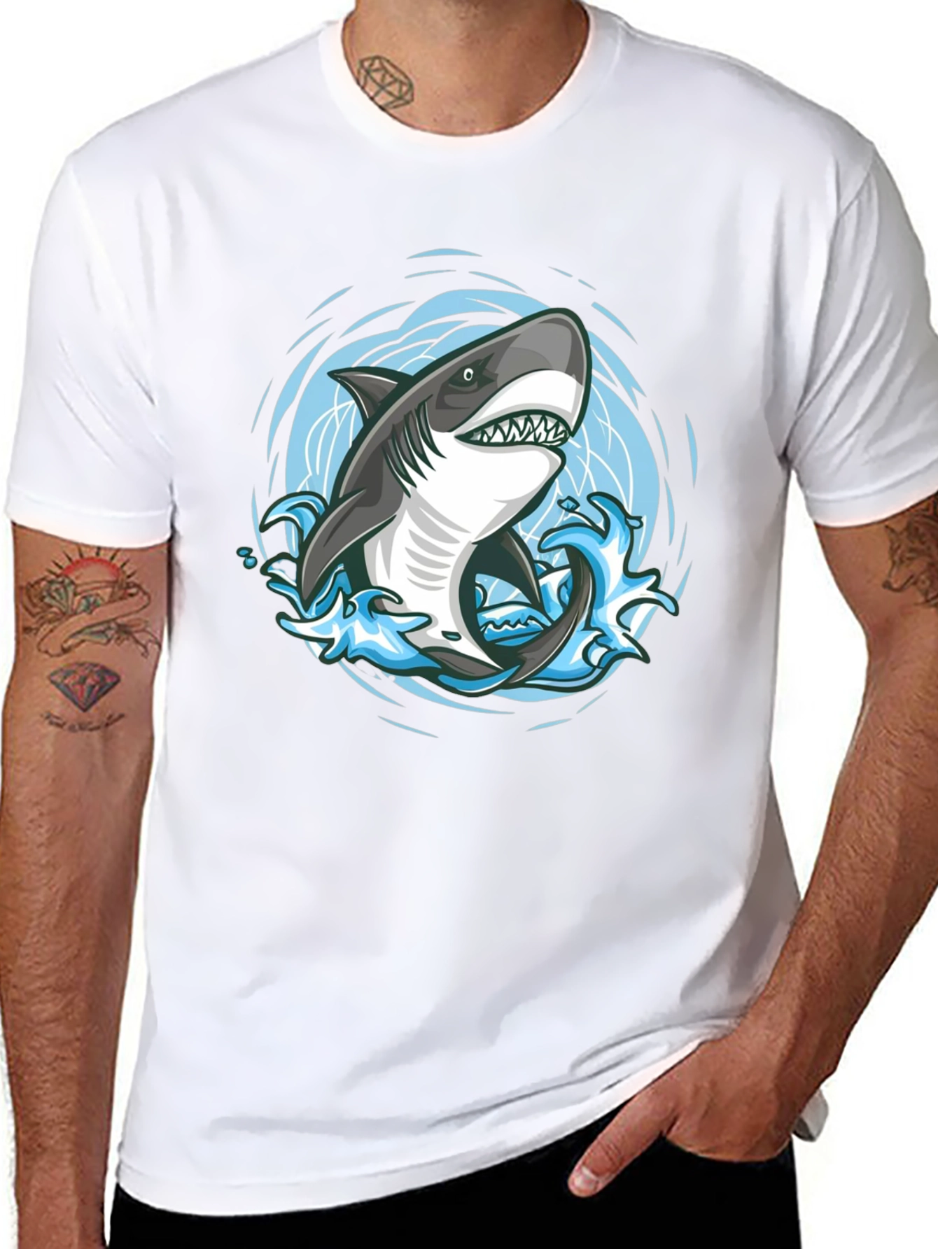 Shark Graphic T-Shirt - Black Cotton Tee